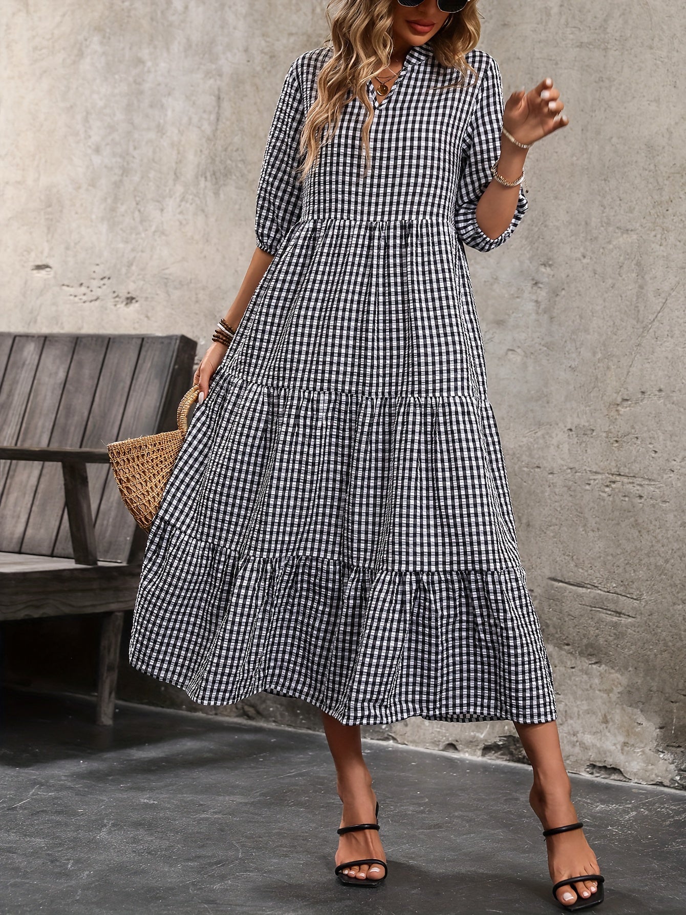 CHYNA™ | Plaid Midi Dress - ENVI