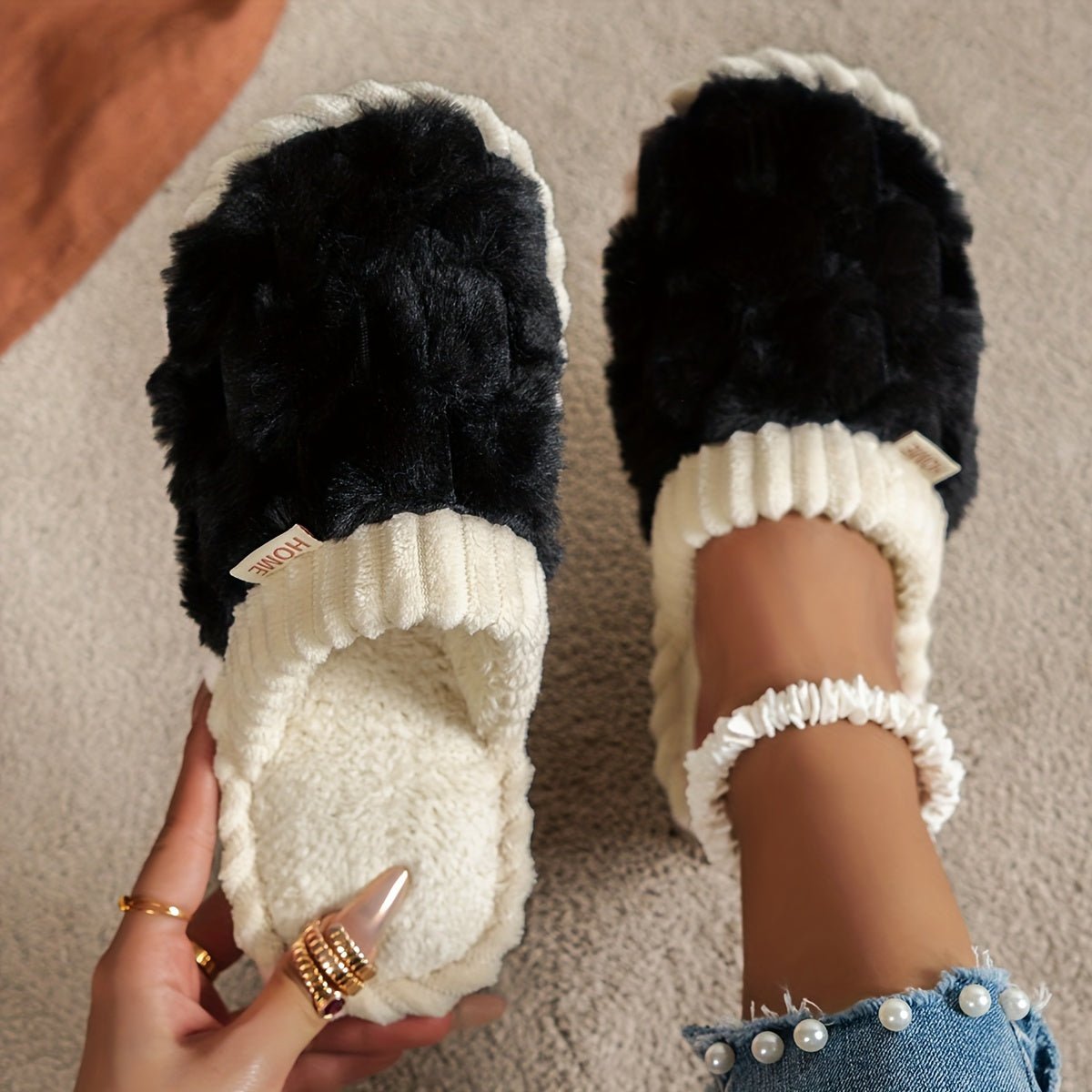 Cozy Winter Fuzzy Slippers - Soft, Warm, and Comfortable Closed - Toe Shoes for Indoor Bedroom Use - Plush Slip - On Design with Gentle Grip Sole - ENVI