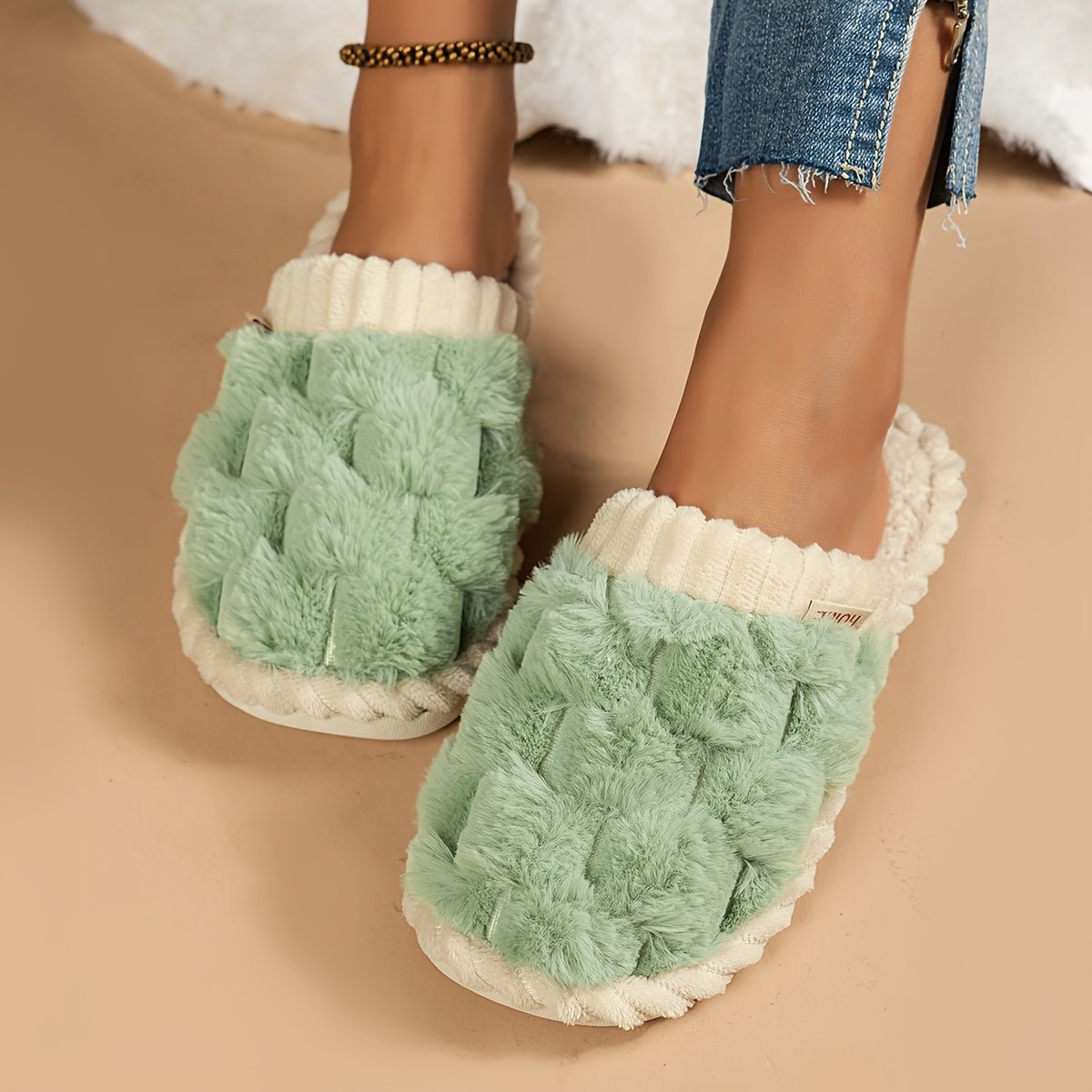 Cozy Winter Fuzzy Slippers - Soft, Warm, and Comfortable Closed - Toe Shoes for Indoor Bedroom Use - Plush Slip - On Design with Gentle Grip Sole - ENVI