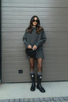 Leticia™ | Knitted Unicolor Glam Sweater and Mini Skirt Set - ENVI