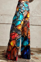 Women's Mosaic Stained Glass Print Casual Wide Leg Pants - ENVI