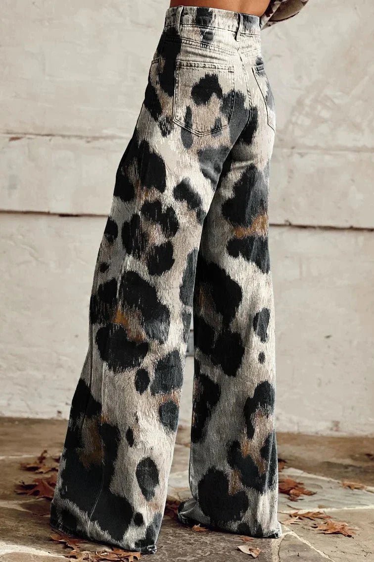 Women's Wild Spots Print Casual Wide Leg Pants - ENVI